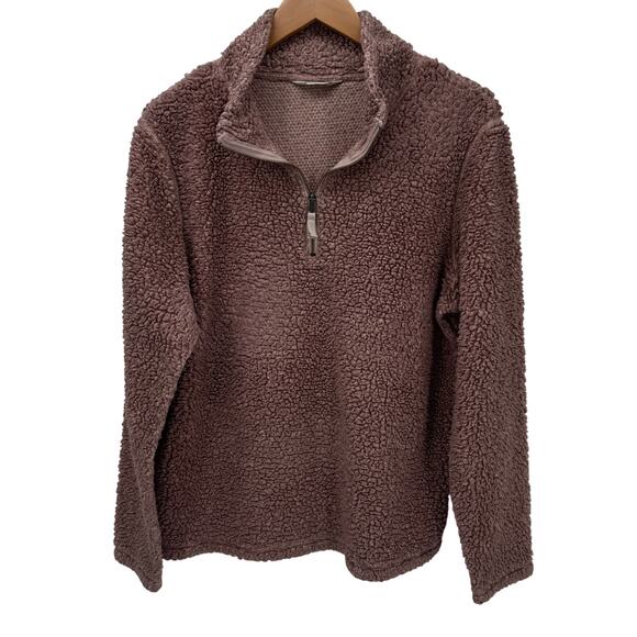 Mountain Khakis Jacket Womens Large Pink Sherpa Fleece Apres Pullover 1/2 Zip - Picture 1 of 8